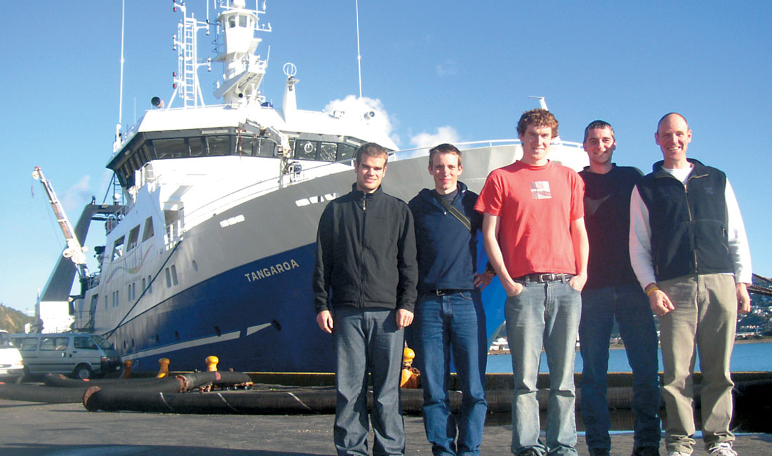 Andrew Gorman (far right) photographed with his students