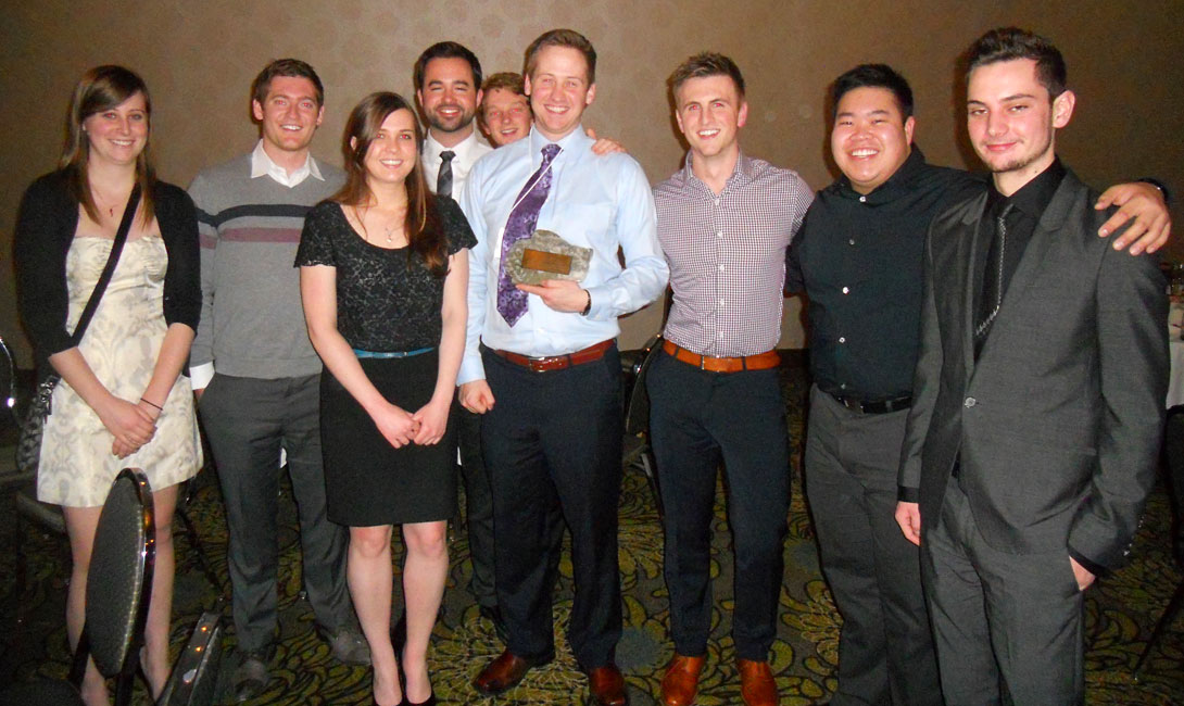 U of C GUSS students receive the mantle for the WIUGC 2014 in Calgary.